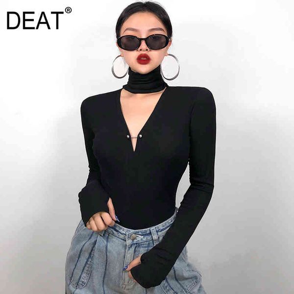 style solid black long sleeve v-neck cut-out neck bodysuit slim bottom jump suits for women spring gx387 210421, Black;white
style solid black long sleeve v-neck cut-out neck bodysuit slim bottom jump suits for women spring gx387 210421, Black;white