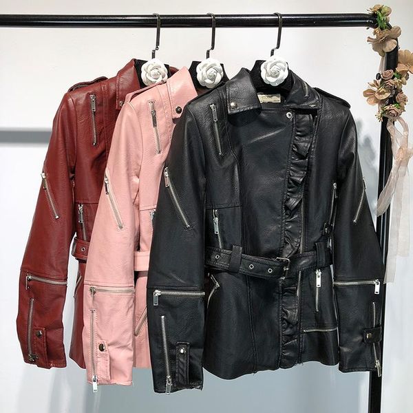 women's jackets personality zipper decorations leather female black fund utumn autumn pu skin coat jacket, Black;brown
women's jackets personality zipper decorations leather female black fund utumn autumn pu skin coat jacket, Black;brown