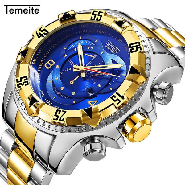 business watch men quartz clock stainless steel strap calendar blue dial oversize military wristwatch wristwatches, Slivery;brown
business watch men quartz clock stainless steel strap calendar blue dial oversize military wristwatch wristwatches, Slivery;brown