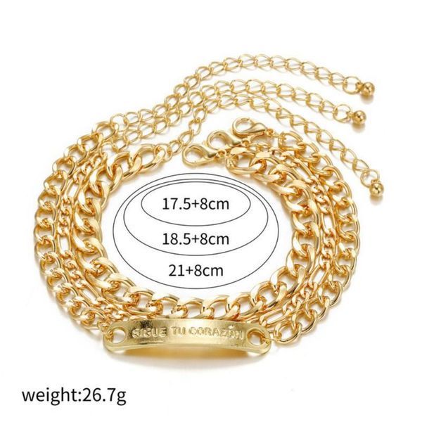 link, chain 2021 jewelry temperament multi-layer hand decoration female retro hip hop letter bracelet set, Black
link, chain 2021 jewelry temperament multi-layer hand decoration female retro hip hop letter bracelet set, Black