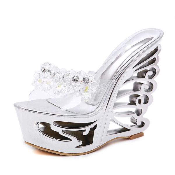 slippers women sandals wedge heel hollow casual female outdoor large size high heels 14.5cm rhinestones, Black
slippers women sandals wedge heel hollow casual female outdoor large size high heels 14.5cm rhinestones, Black