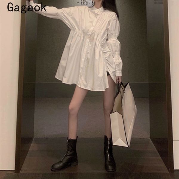 women blouses loose spring autumn streetwear full solid stand folds long shirts korean casual harajuku blouse 210531, White
women blouses loose spring autumn streetwear full solid stand folds long shirts korean casual harajuku blouse 210531, White