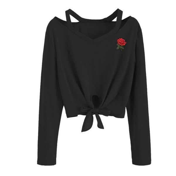crop rose print off shoulder long sleeve casual pullovers streetwear bow sweatshirt women without hood women's hoodies & sweatshirts, Black
crop rose print off shoulder long sleeve casual pullovers streetwear bow sweatshirt women without hood women's hoodies & sweatshirts, Black