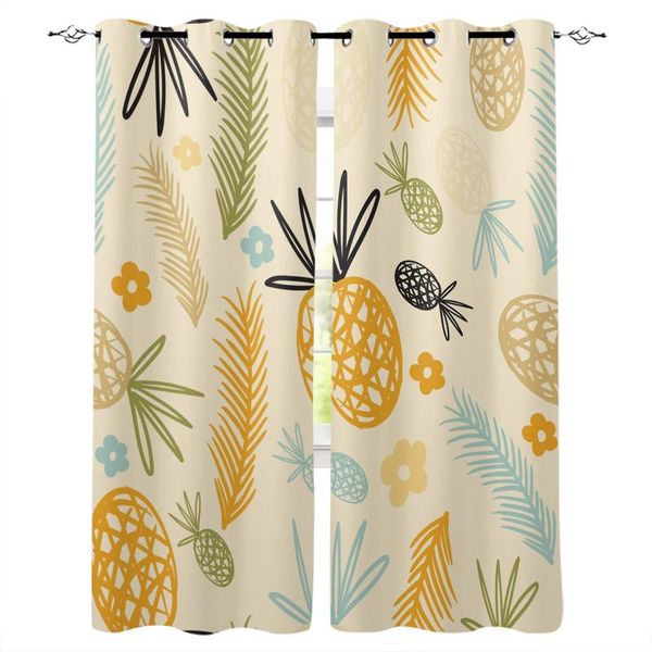 fruit pineapple flowers blackout curtain for kids room bedroom cartoon window children cortinas & drapes