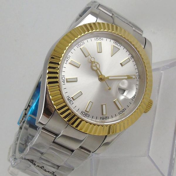 wristwatches 39mm silver sterile dial sapphire glass date mechanical luminous number 21 jewels miyota 8215 movement automatic mens wristwatc, Slivery;brown
wristwatches 39mm silver sterile dial sapphire glass date mechanical luminous number 21 jewels miyota 8215 movement automatic mens wristwatc, Slivery;brown