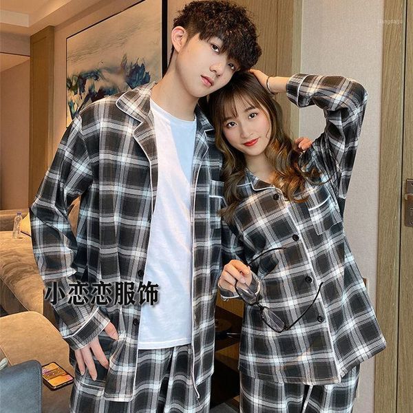 pure cotton men women pajamas set plaid couples lovers sleepwear loose shirts + pants male nightwear plus size lounge wear men's, Black;brown
pure cotton men women pajamas set plaid couples lovers sleepwear loose shirts + pants male nightwear plus size lounge wear men's, Black;brown