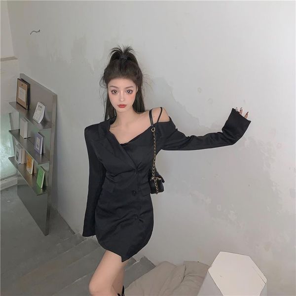 casual dresses autumn design sense off-shoulder straps slimming irregular suit jacket dress loose temperament women, Black;gray
casual dresses autumn design sense off-shoulder straps slimming irregular suit jacket dress loose temperament women, Black;gray
