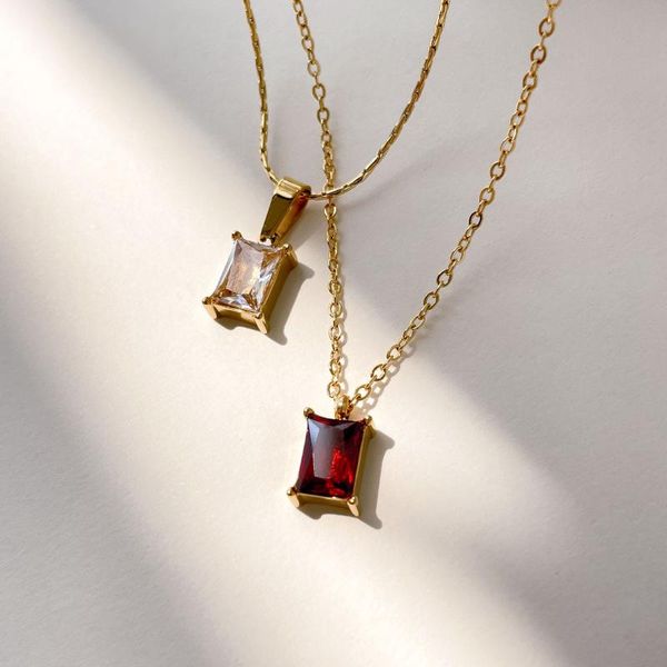 pendant necklaces french style stainless steel mini rectangle zircon necklace for women girls waterproof party jewelry, Silver 
pendant necklaces french style stainless steel mini rectangle zircon necklace for women girls waterproof party jewelry, Silver