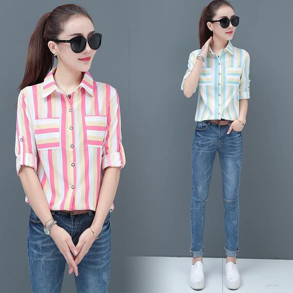 women's blouses & shirts summer classic striped plaid slim formal business work shirt plus size casual blouse blusa, White
women's blouses & shirts summer classic striped plaid slim formal business work shirt plus size casual blouse blusa, White