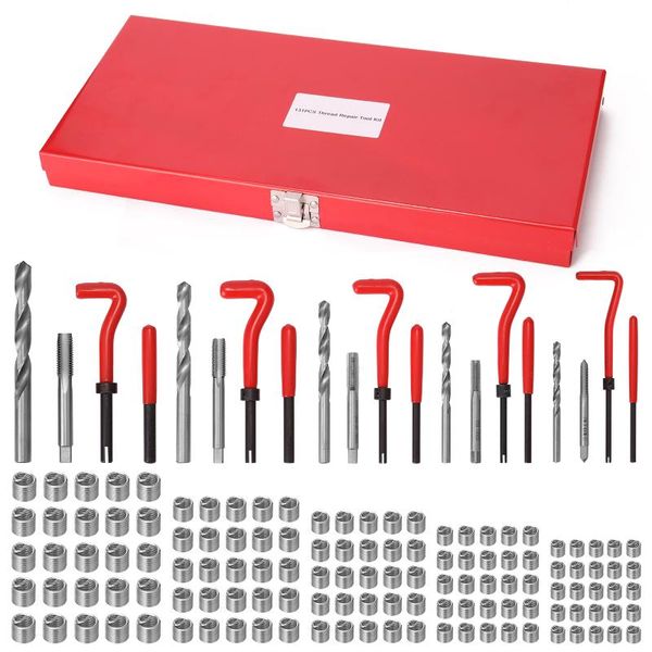 professional hand tool sets 131pcs thread repairing kit car spanner wrench inserts drill tap set for restoring damaged threads
professional hand tool sets 131pcs thread repairing kit car spanner wrench inserts drill tap set for restoring damaged threads