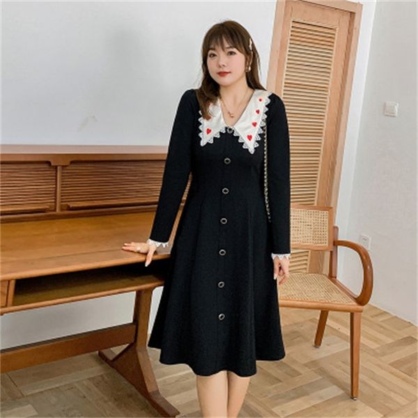 party dresses large size women's dress autumn and winter lapel fat people clothes love embroidery stitching lace sister black s1c3, White;black
party dresses large size women's dress autumn and winter lapel fat people clothes love embroidery stitching lace sister black s1c3, White;black