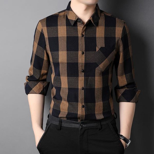men's casual shirts autumn long sleeve shirt for men classic plaid business formal dress vintage slim social party office male clothes, White;black
men's casual shirts autumn long sleeve shirt for men classic plaid business formal dress vintage slim social party office male clothes, White;black