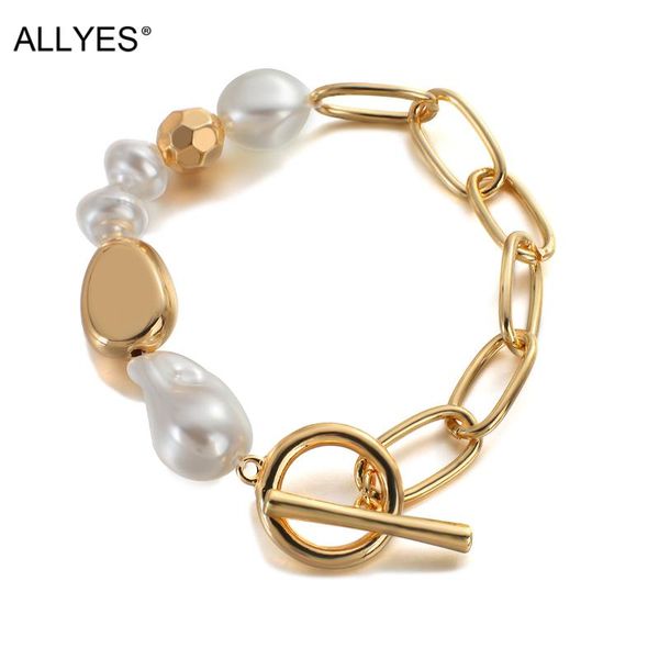link, chain allyes irregular baroque pearl beads bracelets for women fashion metal ball charm bracelet bangle female jewelry gifts, Black
link, chain allyes irregular baroque pearl beads bracelets for women fashion metal ball charm bracelet bangle female jewelry gifts, Black