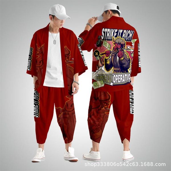 men cardigan shirt blouse yukata haori obi samurai clothing male kimono japanese set of coat and pants ethnic, Red
men cardigan shirt blouse yukata haori obi samurai clothing male kimono japanese set of coat and pants ethnic, Red