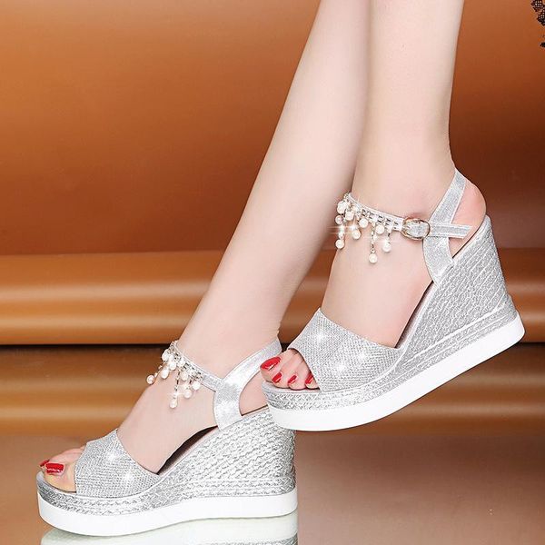 wedges high heels women shoes woman summer sandals female buckle strap bling shine casual pearl flat platform, Black
wedges high heels women shoes woman summer sandals female buckle strap bling shine casual pearl flat platform, Black