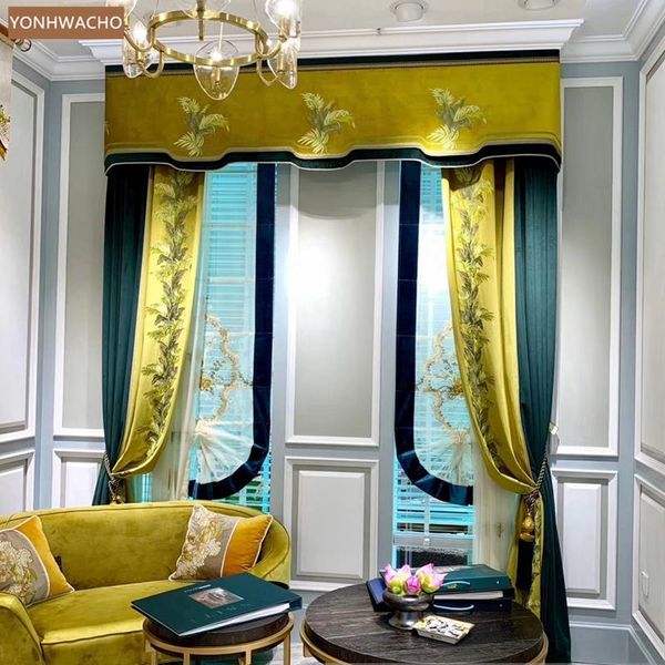 curtain & drapes custom luxury european flannel embroidery thick green velvet cloth blackout valance tulle drapery c759
curtain & drapes custom luxury european flannel embroidery thick green velvet cloth blackout valance tulle drapery c759