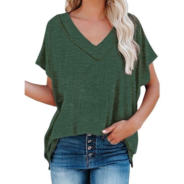 women's t-shirt women fasion plain shirts v neck short sleeve oversized t shirt, White
women's t-shirt women fasion plain shirts v neck short sleeve oversized t shirt, White
