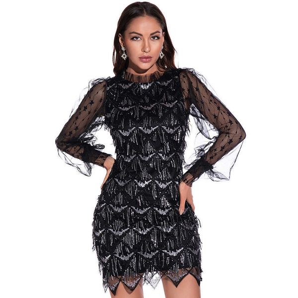 luxury party evening dress mh long sleeve patchwork sequin dr's wear, Black;gray
luxury party evening dress mh long sleeve patchwork sequin dr's wear, Black;gray