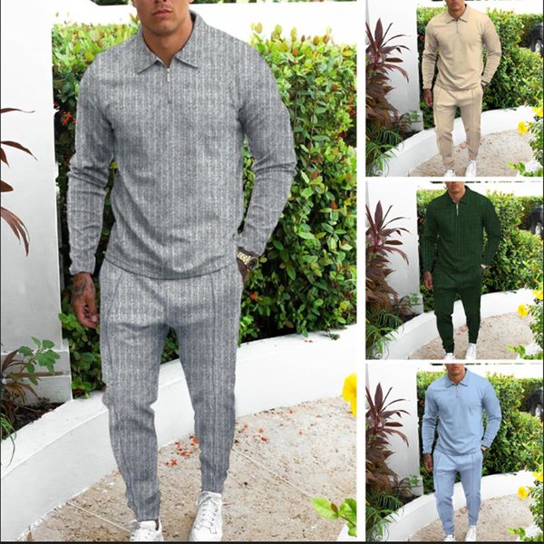 men's tracksuits t/c fabric stripe polo shirt long section suit spring autumn casual sportswear mens lapel fashion fitness jogging ak9n, Gray
men's tracksuits t/c fabric stripe polo shirt long section suit spring autumn casual sportswear mens lapel fashion fitness jogging ak9n, Gray