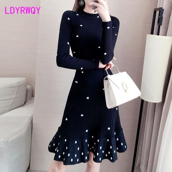 autumn and winter wave point dress korean version of medium long small half-high collar bottom sweater fish tail casual dresses, Black;gray
autumn and winter wave point dress korean version of medium long small half-high collar bottom sweater fish tail casual dresses, Black;gray