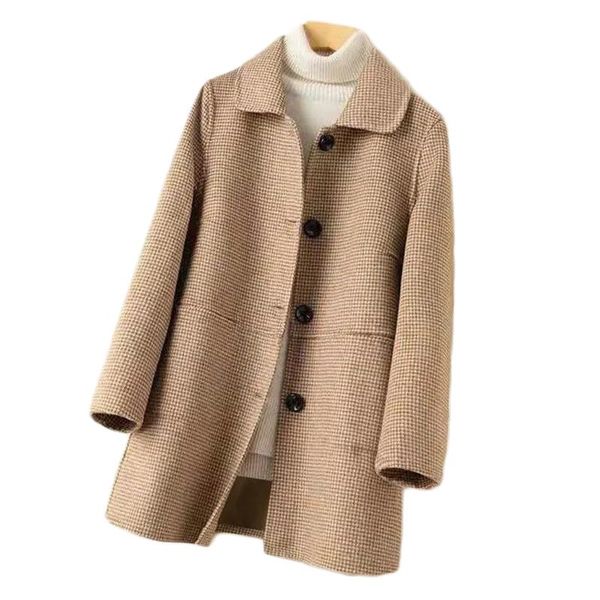 women's wool & blends 2021 autumn winter plaid woolen coat womens loose long jacket plus size blazer female trench coats there are lini, Black
women's wool & blends 2021 autumn winter plaid woolen coat womens loose long jacket plus size blazer female trench coats there are lini, Black