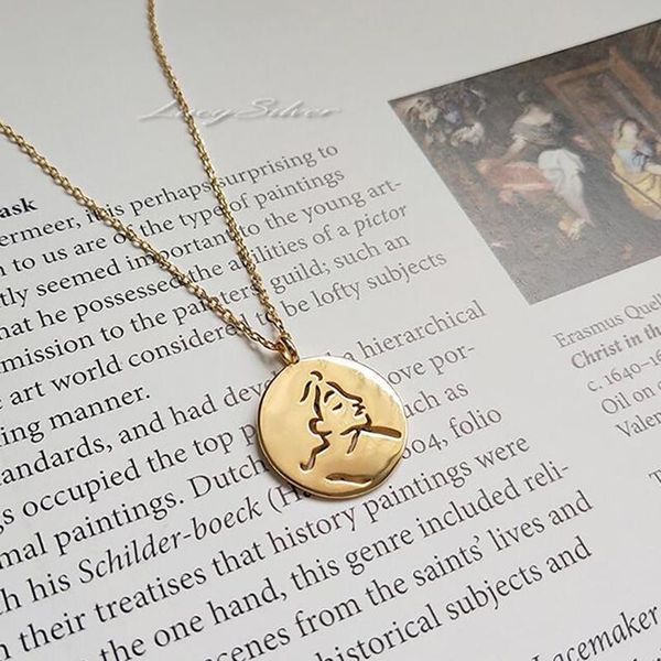 stainless steel women gold face necklace abstraction minimalism head portrait jewelry for ladies chains, Silver
stainless steel women gold face necklace abstraction minimalism head portrait jewelry for ladies chains, Silver