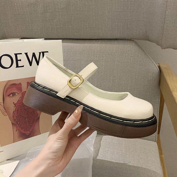 dress shoes women heels leather 2021 spring button chaussure femme zapatos mujer, Black