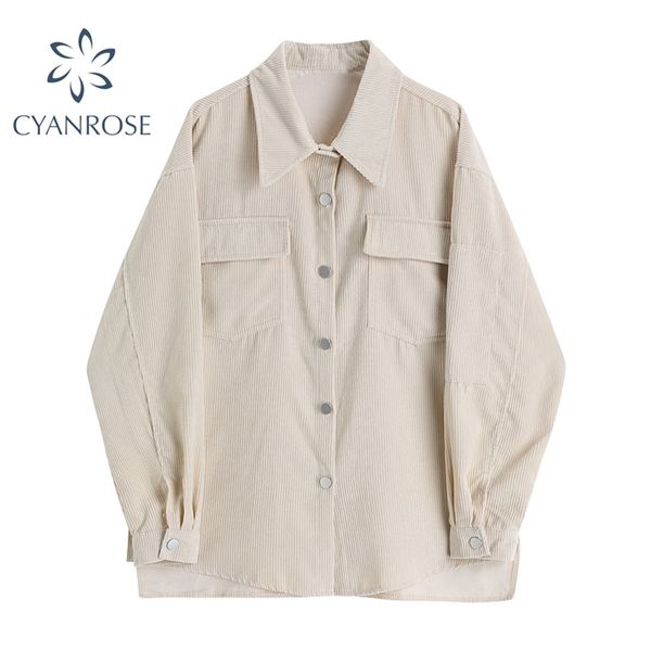 chic corduroy blouse women long sleeve pocket retro oversized harajuku shirt ladies turn-down collar elegant solid basic 210430, White
chic corduroy blouse women long sleeve pocket retro oversized harajuku shirt ladies turn-down collar elegant solid basic 210430, White