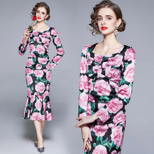 autumn celebrity wind bag hip long sleeve satin printed fishtail dress women's, Black;gray
autumn celebrity wind bag hip long sleeve satin printed fishtail dress women's, Black;gray