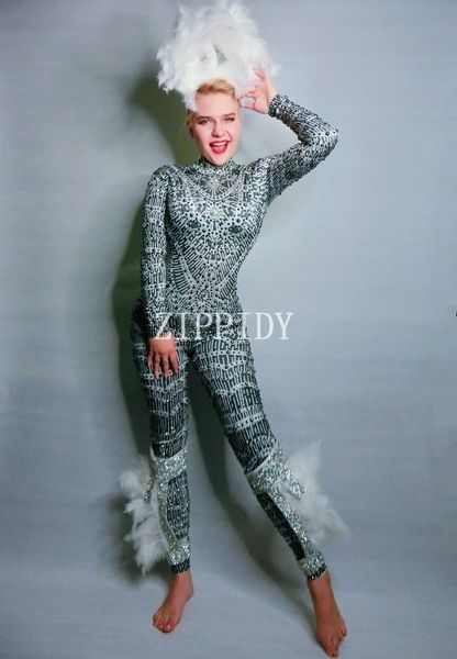 women's jumpsuits & rompers 2021 shining black gray rhinestones spandex jumpsuit stage performance feather outfit nightclub wear clothe, Black;white
women's jumpsuits & rompers 2021 shining black gray rhinestones spandex jumpsuit stage performance feather outfit nightclub wear clothe, Black;white