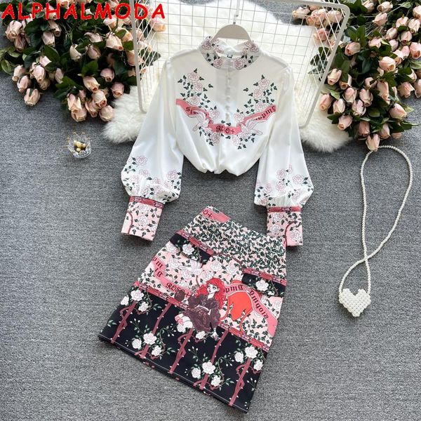 women's tracksuits alphalmoda 2021 summer single breasted long-sleeved shirt + high waist skirt 2pcs set women elegant clothes suit, Gray
women's tracksuits alphalmoda 2021 summer single breasted long-sleeved shirt + high waist skirt 2pcs set women elegant clothes suit, Gray