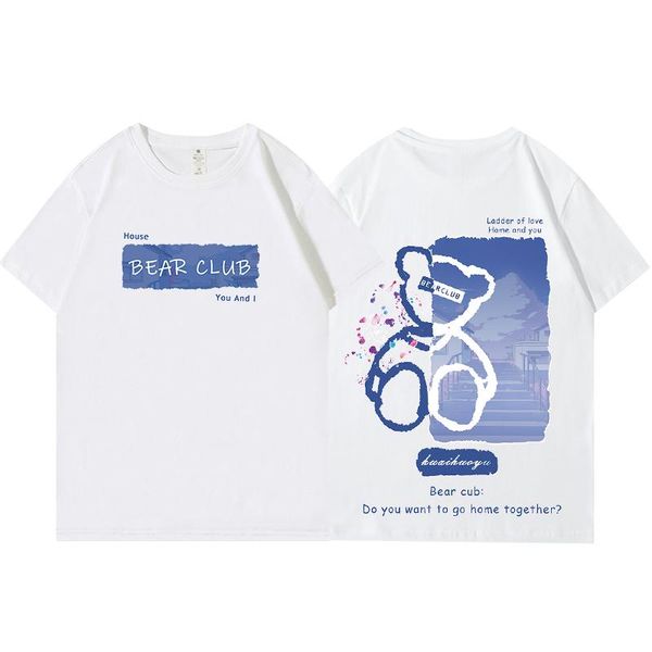 women's t-shirt pure cotton short sleeve lady 2021 summer loose leisure o-neck tee fashion solid color bear print couple outfit, White
women's t-shirt pure cotton short sleeve lady 2021 summer loose leisure o-neck tee fashion solid color bear print couple outfit, White