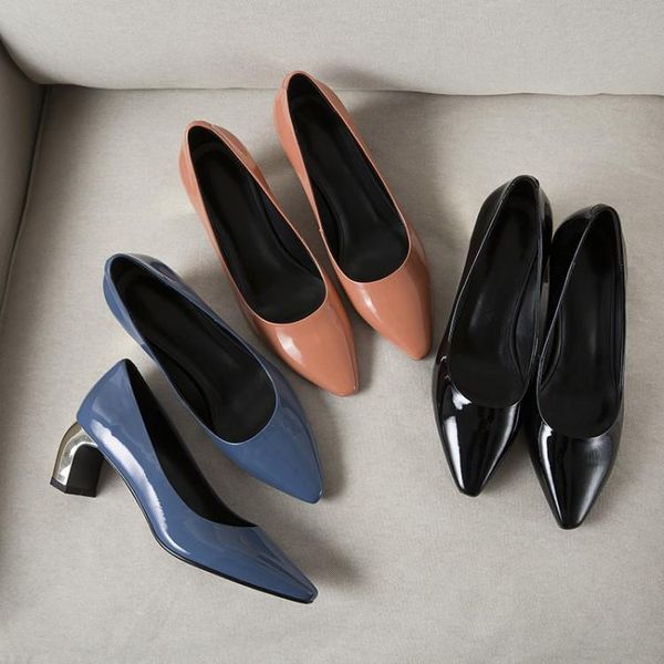 dress shoes middle with shallow mouth single pointed head simple spring and autumn women's le, Black
dress shoes middle with shallow mouth single pointed head simple spring and autumn women's le, Black