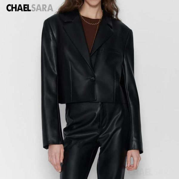 women's leather & faux spring autumn pu short blazer jacket women casual long sleeve single button slim ladies suit coat, Black
women's leather & faux spring autumn pu short blazer jacket women casual long sleeve single button slim ladies suit coat, Black