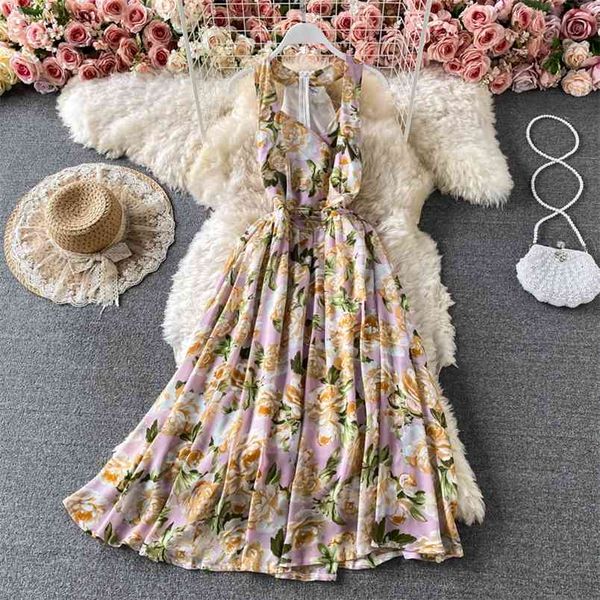 v-neck chiffon floral vestidos women's sleeveless summer style french waist and thin temperament midi dress gk676 210506, Black;gray
v-neck chiffon floral vestidos women's sleeveless summer style french waist and thin temperament midi dress gk676 210506, Black;gray