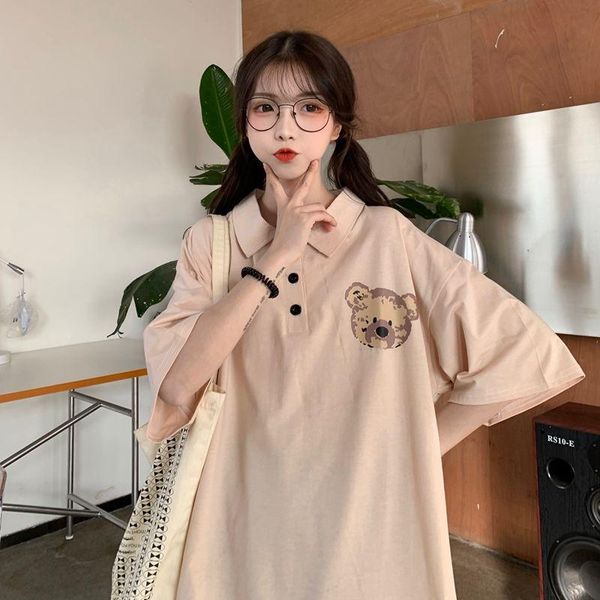 women's t-shirt japanese bear short sleeve summer korean ins fashion lazy wind loose student half top, White
women's t-shirt japanese bear short sleeve summer korean ins fashion lazy wind loose student half top, White