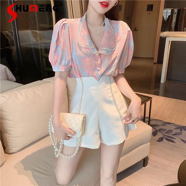 women's tracksuits 2021 summer women sweet suit fashion graceful puff sleeve chiffon buttoned shirt ladies high waist slimming wide leg, Gray
women's tracksuits 2021 summer women sweet suit fashion graceful puff sleeve chiffon buttoned shirt ladies high waist slimming wide leg, Gray