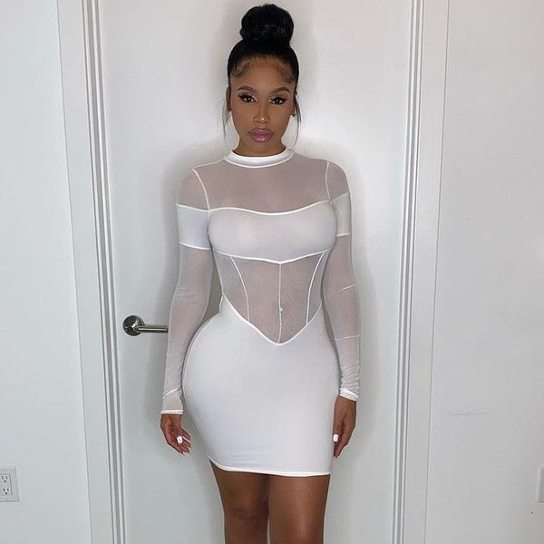 casual dresses women's 2021 autumn mesh stitching see-through tube slim dress, Black;gray
casual dresses women's 2021 autumn mesh stitching see-through tube slim dress, Black;gray