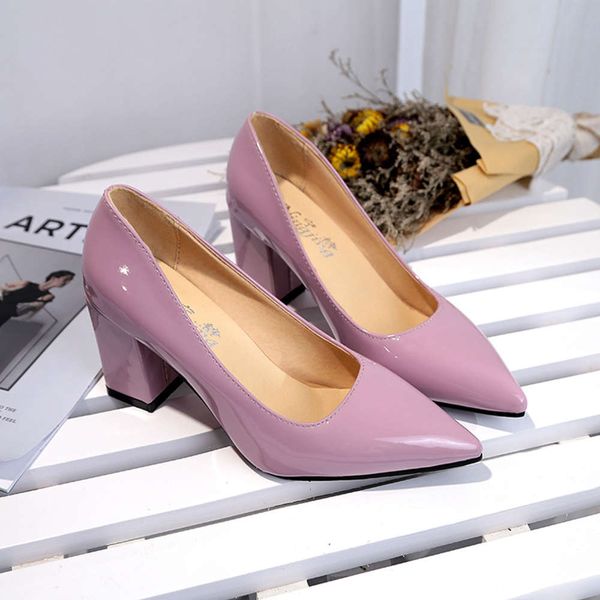 high heeled sho women's spring pointed shallow mouth single thick middle fashion size, Black
high heeled sho women's spring pointed shallow mouth single thick middle fashion size, Black