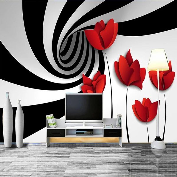 custom mural black and white striped flowers modern 3d abstract geometry space living room self adhesive wallpaper waterproof wallpapers
custom mural black and white striped flowers modern 3d abstract geometry space living room self adhesive wallpaper waterproof wallpapers