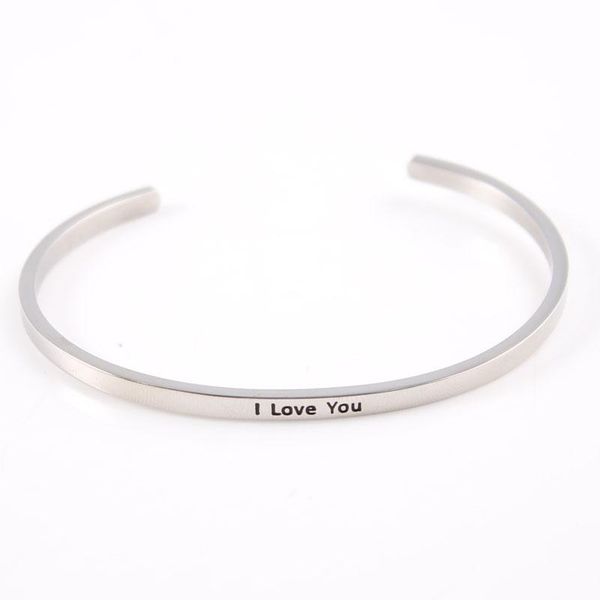 bangle silver band stainless steel mantra bracelets engraved i love you inspirational quote hand imprint bracelet for lover mom, Black
bangle silver band stainless steel mantra bracelets engraved i love you inspirational quote hand imprint bracelet for lover mom, Black
