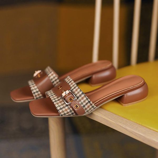 slippers plaid cloth women shoes fashion retro spring/autumn metal buckle open toe thick heels sandals handmade woman, Black
slippers plaid cloth women shoes fashion retro spring/autumn metal buckle open toe thick heels sandals handmade woman, Black