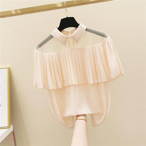 Mesh Stitching Pleated Doll Women Shirts Collar Short Sleeve Chiffon Summer Top Ladies Blusas Blouses, White
Mesh Stitching Pleated Doll Women Shirts Collar Short Sleeve Chiffon Summer Top Ladies Blusas Blouses, White