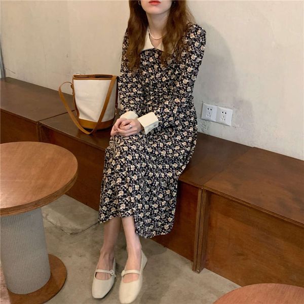 korean version 2021 spring new platycodon french floral chiffon doll collar slim dress, Black;gray
korean version 2021 spring new platycodon french floral chiffon doll collar slim dress, Black;gray