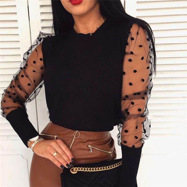 women's blouses & shirts womens and ladies puff mesh long sleeve loose ol shirt elegant dames polka dot blusa feminina streetwear, White
women's blouses & shirts womens and ladies puff mesh long sleeve loose ol shirt elegant dames polka dot blusa feminina streetwear, White