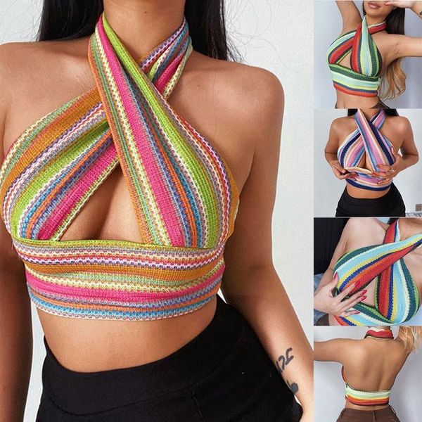women's tanks & camis women camisole short style sleeveless color slim bandage knit striped cropped tank vest halter cro i3m7, White
women's tanks & camis women camisole short style sleeveless color slim bandage knit striped cropped tank vest halter cro i3m7, White