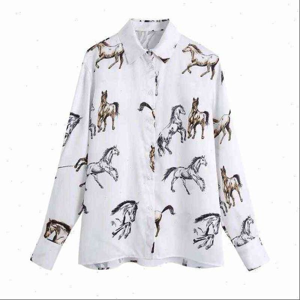 women shirts horse print turndown collar satin shirt female long sleeve blouse casual lady loose blusas s8162, White
women shirts horse print turndown collar satin shirt female long sleeve blouse casual lady loose blusas s8162, White