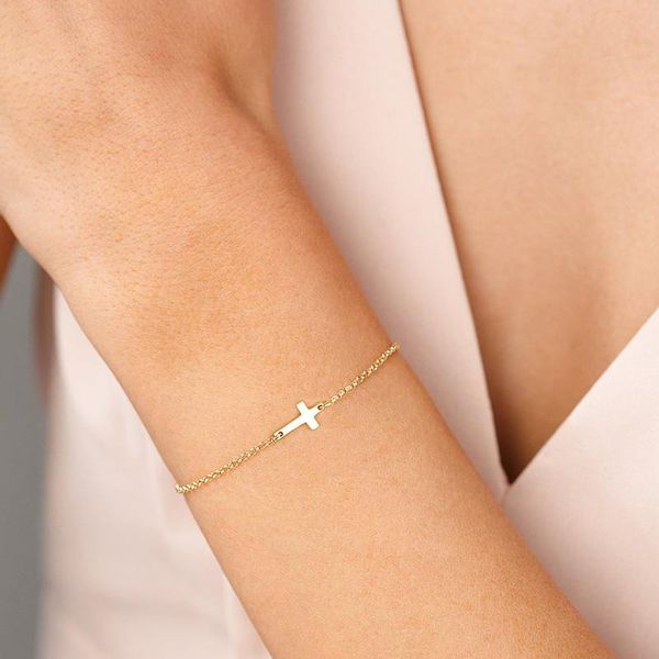 link, chain stainless steel gold cross bracelet, delicate sideways holy religious bracelet, Black
link, chain stainless steel gold cross bracelet, delicate sideways holy religious bracelet, Black
