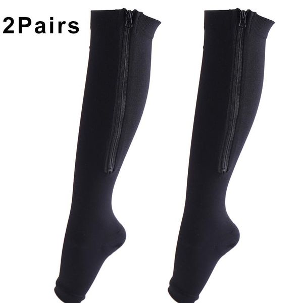 sports socks 2 pairs compression zip stretchy leg support open toe knee stockings mck99, Black
sports socks 2 pairs compression zip stretchy leg support open toe knee stockings mck99, Black