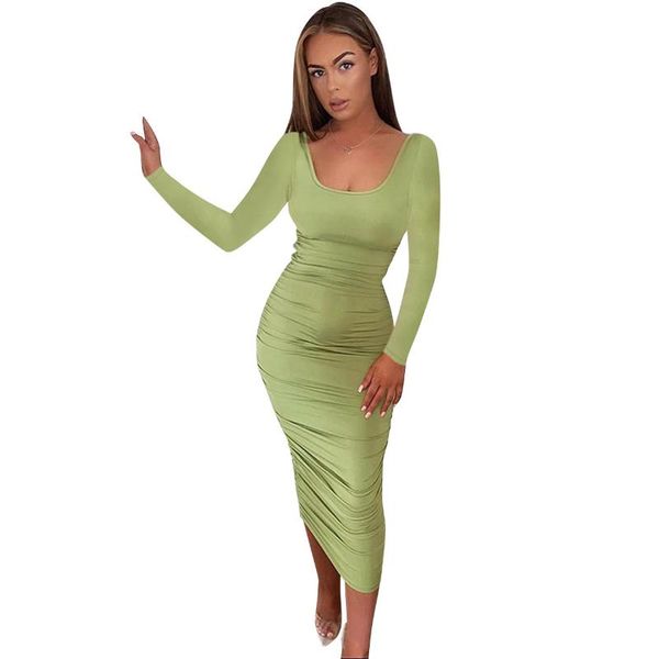 casual dresses 2021 autumn women's square neck solid color long sleeve slim fit pleated dress, Black;gray
casual dresses 2021 autumn women's square neck solid color long sleeve slim fit pleated dress, Black;gray